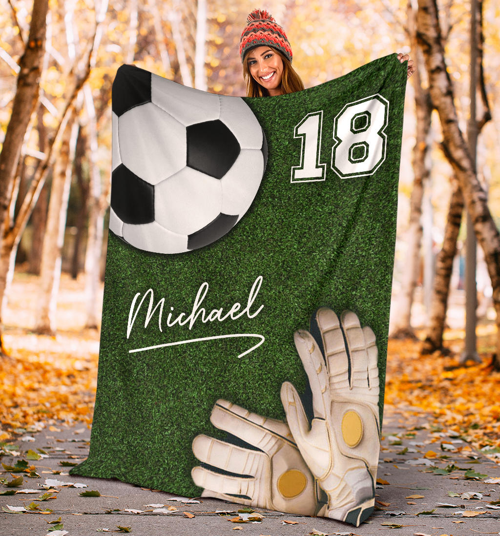 Ohaprints-Fleece-Sherpa-Blanket-Soccer-Field-Ball-Glove-Goalkeeper-Custom-Personalized-Name-Number-Soft-Throw-Blanket-1903-Sherpa Blanket