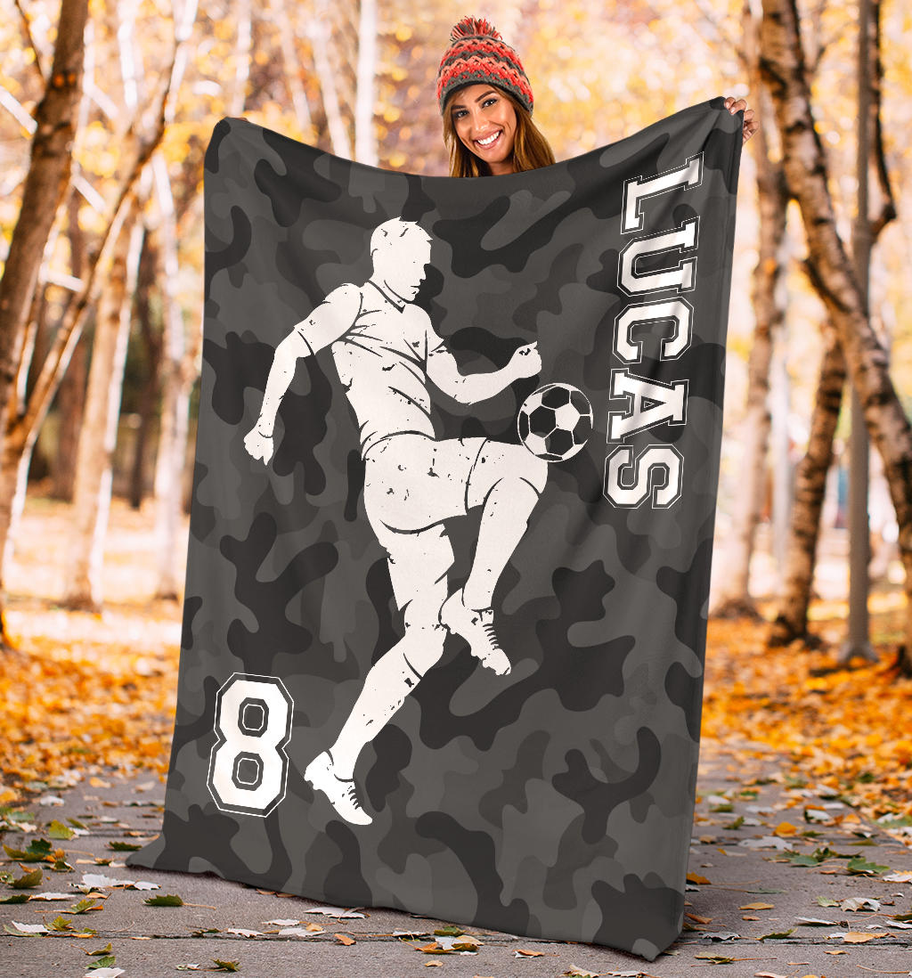 Ohaprints-Fleece-Sherpa-Blanket-Soccer-Camo-Player-Gift-For-Fan-Lovers-Custom-Personalized-Name-Number-Soft-Throw-Blanket-1258-Sherpa Blanket