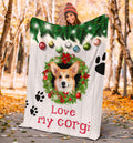 Ohaprints-Fleece-Sherpa-Blanket-Corgi-Dog-Christmas-Wreath-Love-Gift-For-Dog-Lover-Soft-Throw-Blanket-1786-Sherpa Blanket