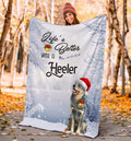 Ohaprints-Fleece-Sherpa-Blanket-Life-Is-Better-With-A-Heeler-Puppy-Dog-Wear-Christmas-Hat-White-Soft-Throw-Blanket-1789-Sherpa Blanket