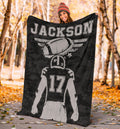 Ohaprints-Fleece-Sherpa-Blanket-American-Football-Gift-For-Son-Boy-Men-Custom-Personalized-Name-Number-Soft-Throw-Blanket-1306-Sherpa Blanket