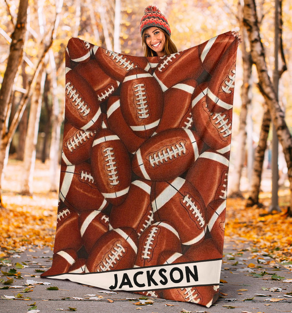 Ohaprints-Fleece-Sherpa-Blanket-American-Football-Gift-For-Son-Boy-Men-Custom-Personalized-Name-Soft-Throw-Blanket-1369-Sherpa Blanket