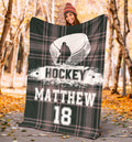 Ohaprints-Fleece-Sherpa-Blanket-Red-Hockey-Blanket-Check-Pattern-Teen-Hockey-Pleyer-Soft-Throw-Blanket-1688-Sherpa Blanket