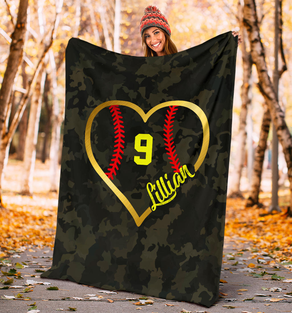 Ohaprints-Fleece-Sherpa-Blanket-Softball-Gift-For-Daughter-Girl-Custom-Personalized-Name-Number-Soft-Throw-Blanket-1805-Sherpa Blanket