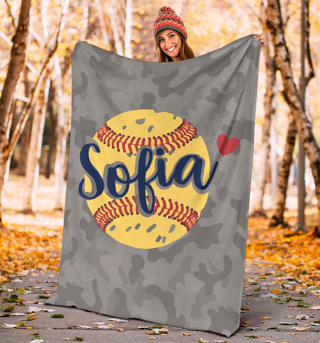 Ohaprints-Fleece-Sherpa-Blanket-Softball-Gift-For-Daughter-Girl-Custom-Personalized-Name-Soft-Throw-Blanket-1179-Sherpa Blanket