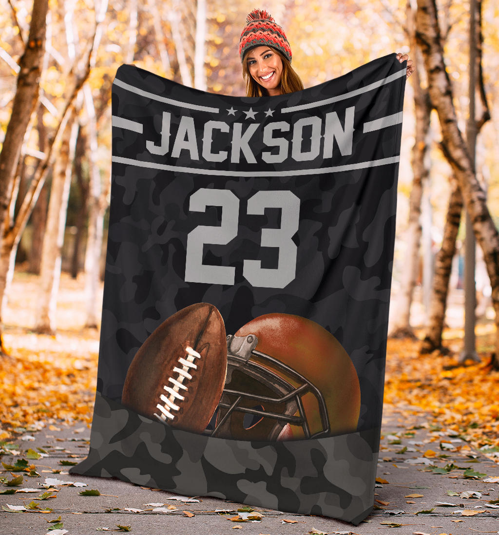 Ohaprints-Fleece-Sherpa-Blanket-American-Football-Gift-For-Son-Boy-Men-Custom-Personalized-Name-Number-Soft-Throw-Blanket-1216-Sherpa Blanket