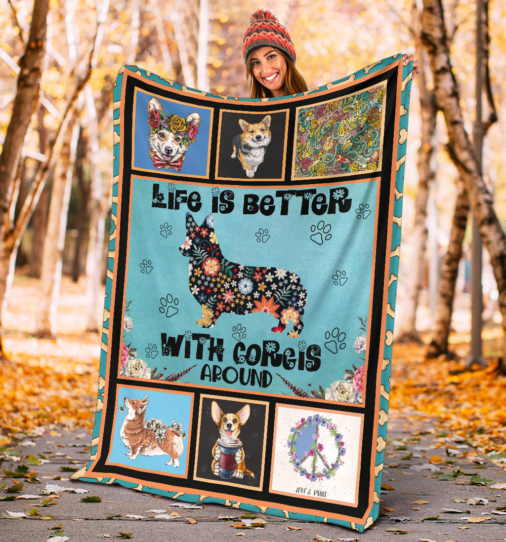 Ohaprints-Fleece-Sherpa-Blanket-Life-Better-With-Corgis-Dog-Gift-For-Dog-Lovers-Soft-Throw-Blanket-1782-Sherpa Blanket