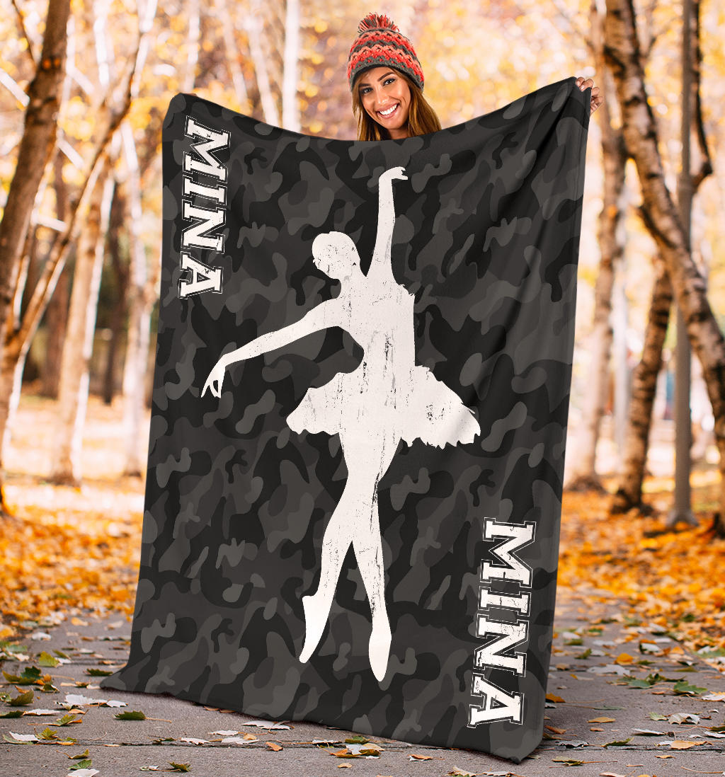 Ohaprints-Fleece-Sherpa-Blanket-Ballet-Black-Camouflage-Blanket-For-Ballet-Girl-Custom-Personalized-Name-Soft-Throw-Blanket-1407-Sherpa Blanket