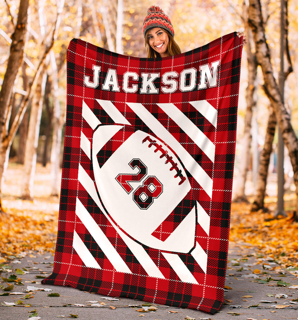 Ohaprints-Fleece-Sherpa-Blanket-American-Football-Gift-For-Son-Boy-Men-Custom-Personalized-Name-Number-Soft-Throw-Blanket-1246-Sherpa Blanket