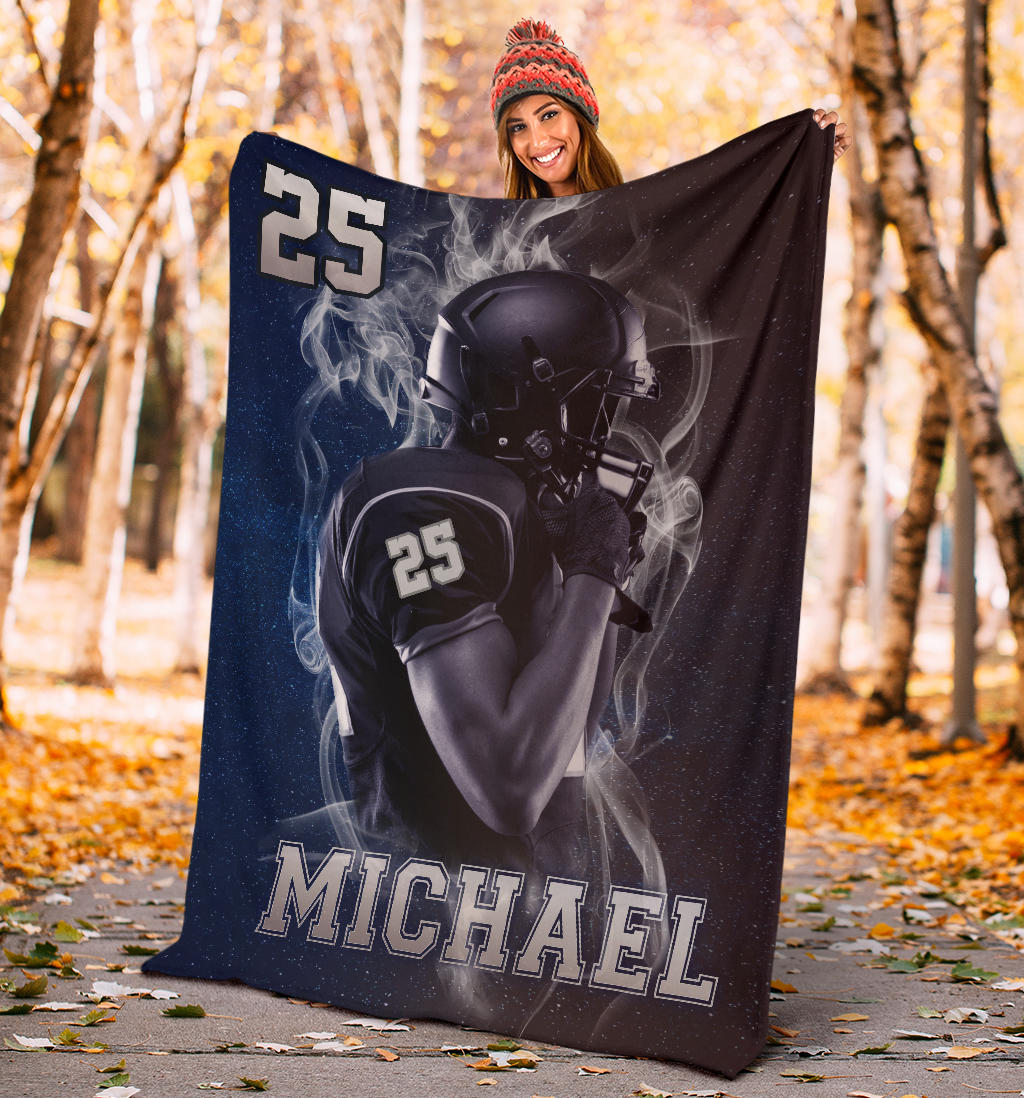 Ohaprints-Fleece-Sherpa-Blanket-American-Football-Gift-For-Son-Boy-Men-Custom-Personalized-Name-Number-Soft-Throw-Blanket-1254-Sherpa Blanket