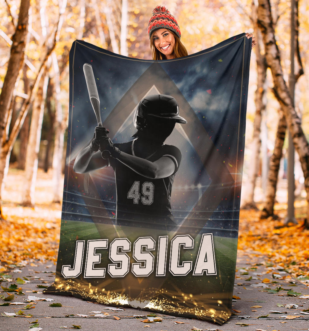 Ohaprints-Fleece-Sherpa-Blanket-Softball-Gift-For-Daughter-Girl-Custom-Personalized-Name-Number-Soft-Throw-Blanket-1904-Sherpa Blanket