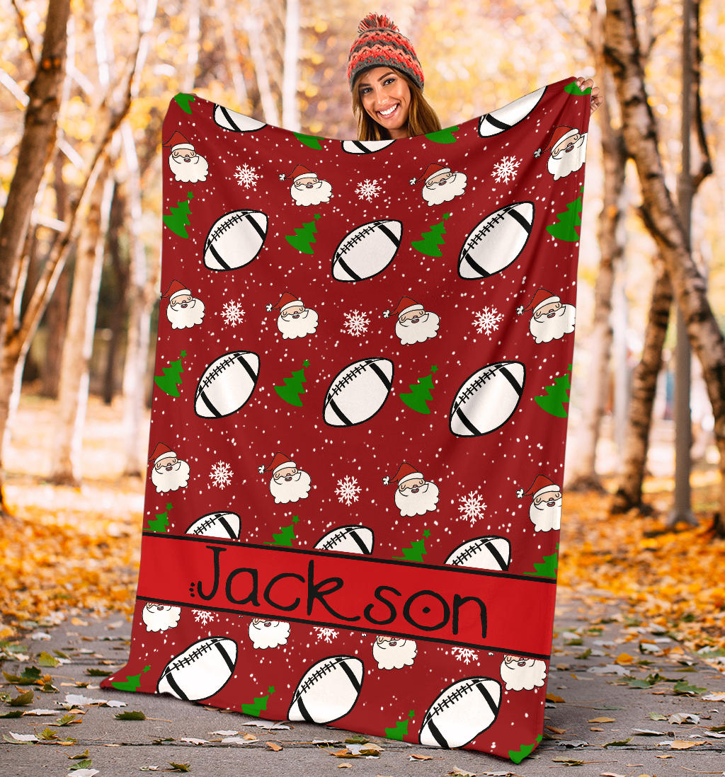 Ohaprints-Fleece-Sherpa-Blanket-American-Football-Gift-For-Son-Boy-Men-Custom-Personalized-Name-Soft-Throw-Blanket-1375-Sherpa Blanket