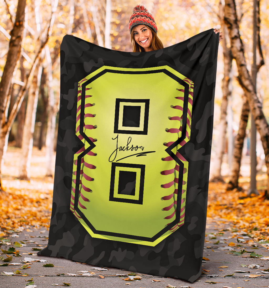 Ohaprints-Fleece-Sherpa-Blanket-Softball-Gift-For-Daughter-Girl-Custom-Personalized-Name-Number-Soft-Throw-Blanket-1852-Sherpa Blanket