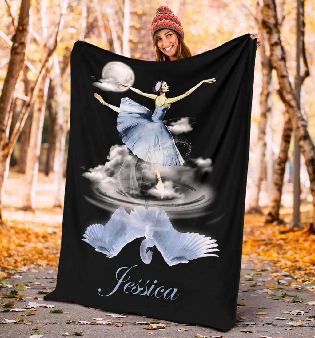 Ohaprints-Fleece-Sherpa-Blanket-Ballet-Blue-Swan-Picture-Black-Ballet-Dancer-Custom-Personalized-Name-Soft-Throw-Blanket-1275-Sherpa Blanket