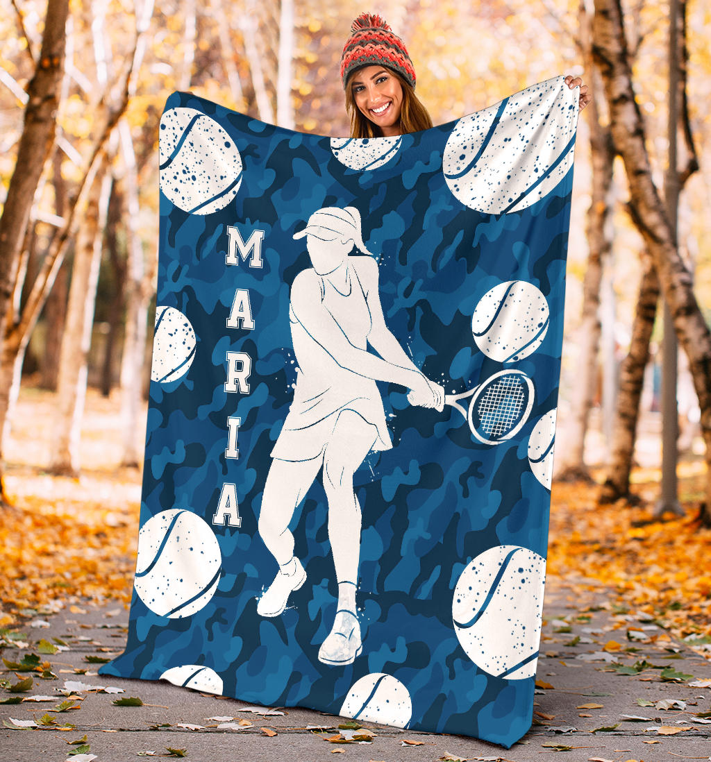 Ohaprints-Fleece-Sherpa-Blanket-Tennis-Blue-Camo-Girl-Player-Gift-For-Fan-Lovers-Custom-Personalized-Name-Soft-Throw-Blanket-1784-Sherpa Blanket