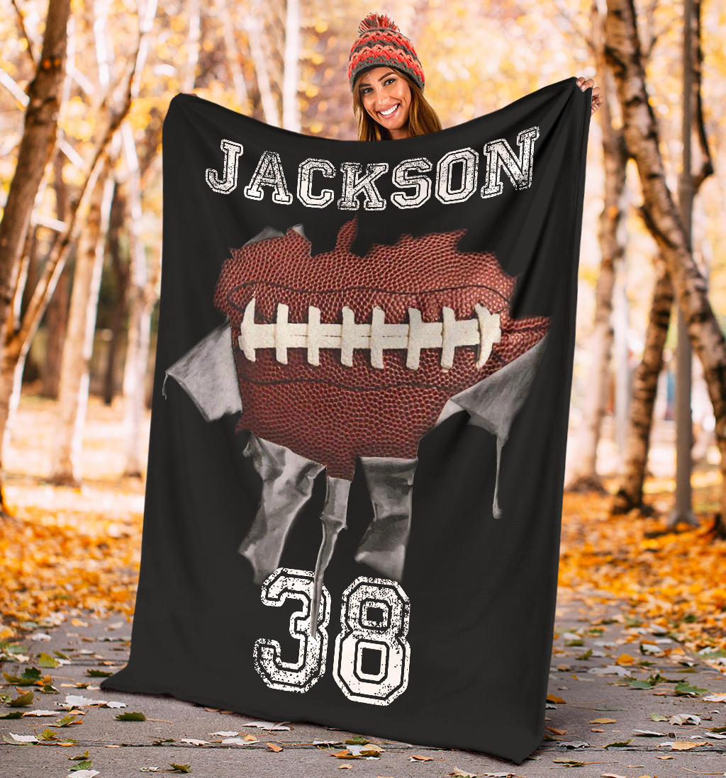 Ohaprints-Fleece-Sherpa-Blanket-American-Football-Gift-For-Son-Boy-Men-Custom-Personalized-Name-Number-Soft-Throw-Blanket-1918-Sherpa Blanket