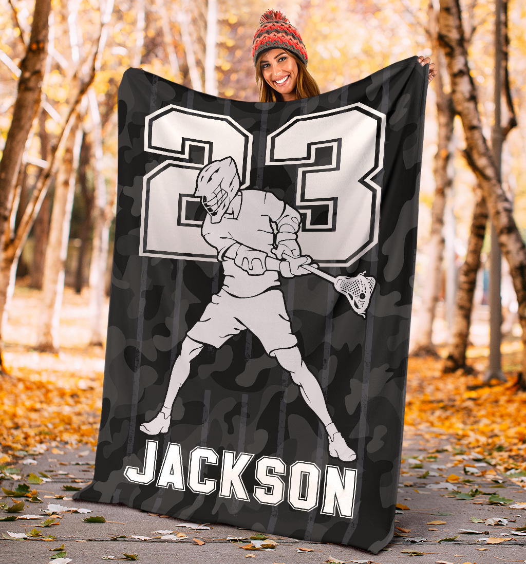 Ohaprints-Fleece-Sherpa-Blanket-Lacrosse-Dark-Camo-Player-Gift-For-Fan-Lovers-Custom-Personalized-Name-Number-Soft-Throw-Blanket-1772-Sherpa Blanket