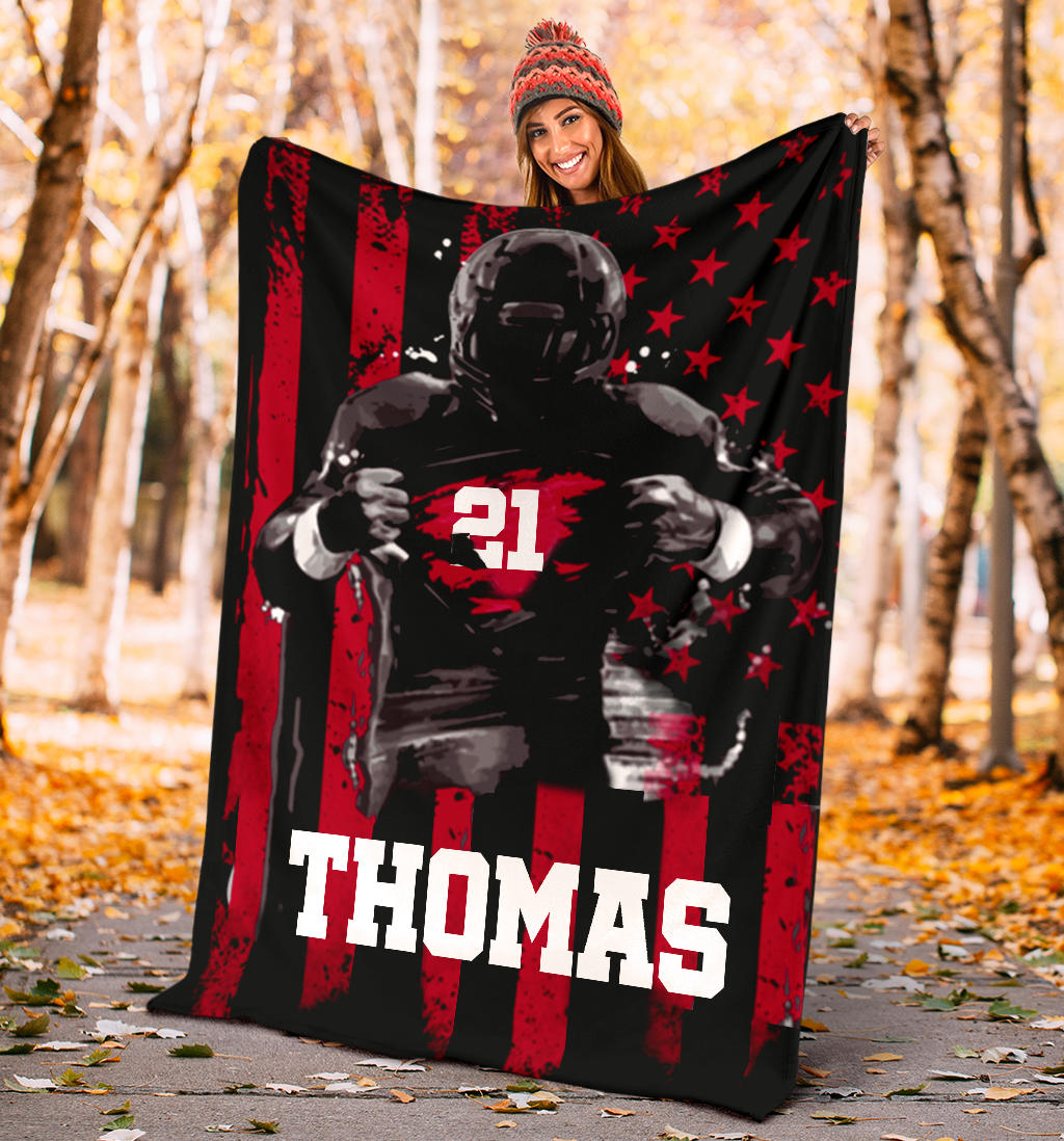 Ohaprints-Fleece-Sherpa-Blanket-American-Football-Gift-For-Son-Boy-Men-Custom-Personalized-Name-Number-Soft-Throw-Blanket-1331-Sherpa Blanket