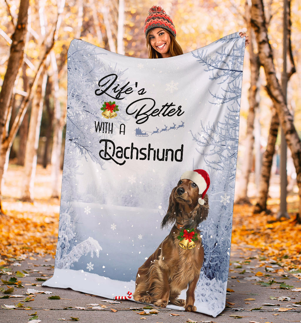 Ohaprints-Fleece-Sherpa-Blanket-Dachshund-Life-Is-Better-Gift-For-Dog-Lover-Xmas-Gift-Soft-Throw-Blanket-1791-Sherpa Blanket