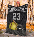 Ohaprints-Fleece-Sherpa-Blanket-Softball-Gift-For-Daughter-Girl-Custom-Personalized-Name-Number-Soft-Throw-Blanket-1190-Sherpa Blanket