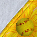 Ohaprints-Fleece-Sherpa-Blanket-Softball-Sunflower-Gift-For-Daughter-Girl-Soft-Throw-Blanket-1812-Sherpa Blanket