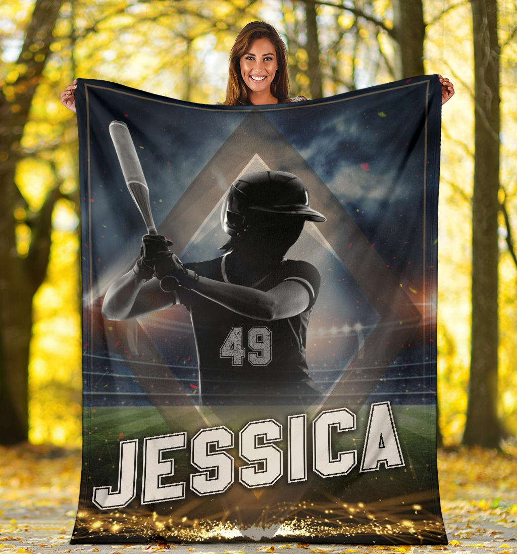 Ohaprints-Fleece-Sherpa-Blanket-Softball-Gift-For-Daughter-Girl-Custom-Personalized-Name-Number-Soft-Throw-Blanket-1904-Sherpa Blanket