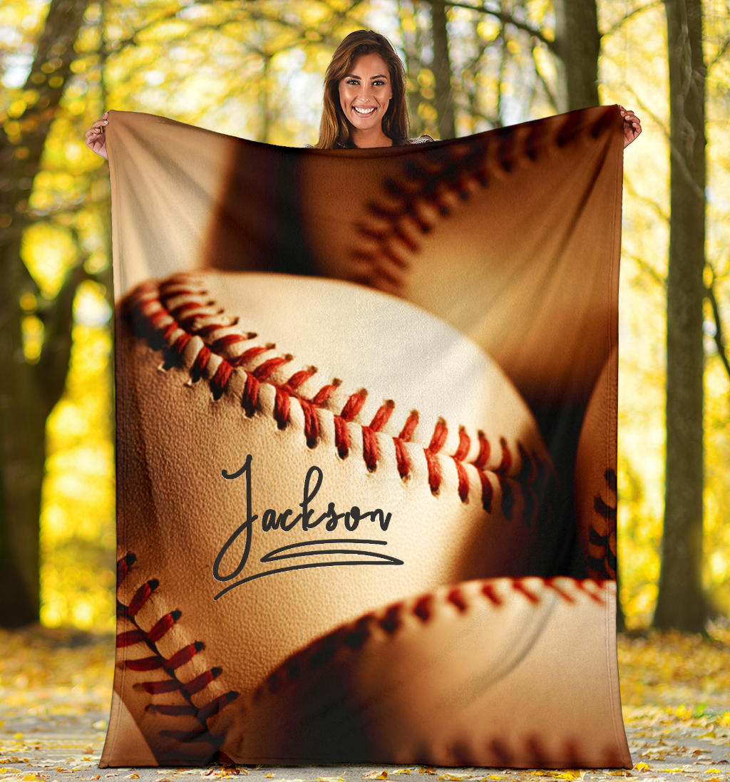 Ohaprints-Fleece-Sherpa-Blanket-Baseball-Gift-For-Son-Boy-Custom-Personalized-Name-Soft-Throw-Blanket-1468-Fleece Blanket