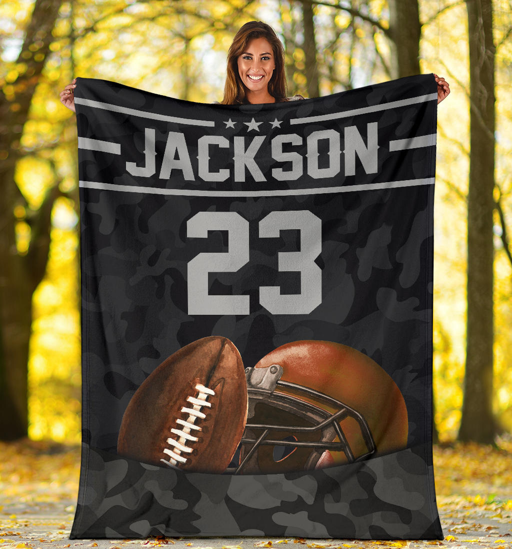 Ohaprints-Fleece-Sherpa-Blanket-American-Football-Gift-For-Son-Boy-Men-Custom-Personalized-Name-Number-Soft-Throw-Blanket-1216-Sherpa Blanket