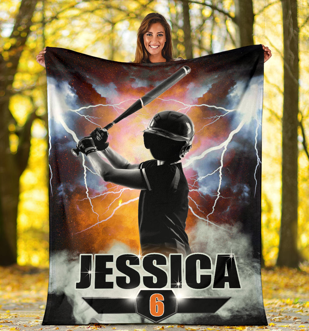 Ohaprints-Fleece-Sherpa-Blanket-Softball-Gift-For-Daughter-Girl-Custom-Personalized-Name-Number-Soft-Throw-Blanket-1209-Sherpa Blanket