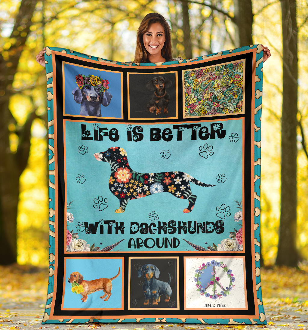 Ohaprints-Fleece-Sherpa-Blanket-Life-Better-With-Dachshund-Gift-For-Dog-Lovers-Soft-Throw-Blanket-1781-Sherpa Blanket