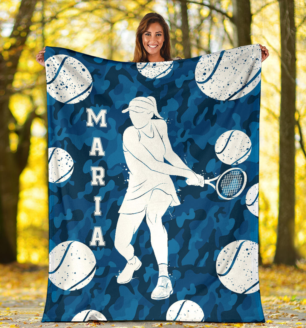 Ohaprints-Fleece-Sherpa-Blanket-Tennis-Blue-Camo-Girl-Player-Gift-For-Fan-Lovers-Custom-Personalized-Name-Soft-Throw-Blanket-1784-Sherpa Blanket