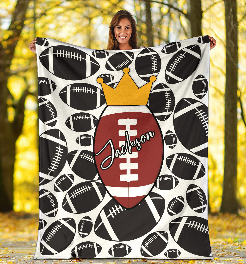 Ohaprints-Fleece-Sherpa-Blanket-American-Football-Gift-For-Son-Boy-Men-Custom-Personalized-Name-Soft-Throw-Blanket-1321-Sherpa Blanket