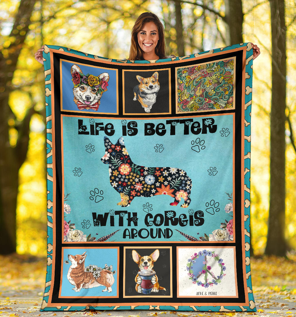 Ohaprints-Fleece-Sherpa-Blanket-Life-Better-With-Corgis-Dog-Gift-For-Dog-Lovers-Soft-Throw-Blanket-1782-Sherpa Blanket