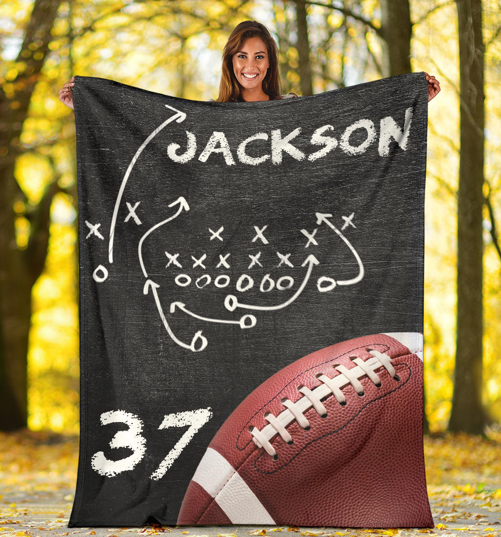 Ohaprints-Fleece-Sherpa-Blanket-American-Football-Gift-For-Son-Boy-Men-Custom-Personalized-Name-Number-Soft-Throw-Blanket-1371-Sherpa Blanket