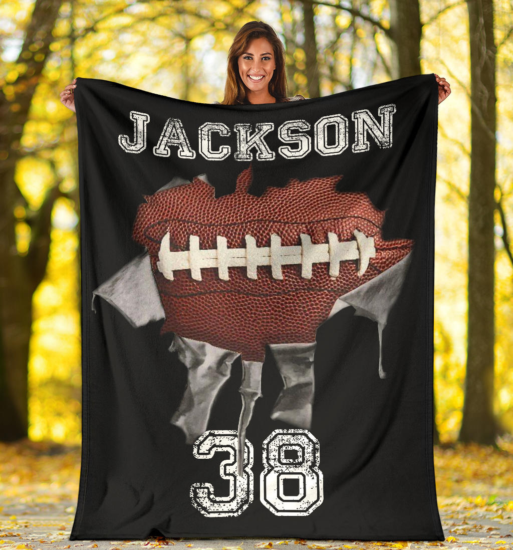 Ohaprints-Fleece-Sherpa-Blanket-American-Football-Gift-For-Son-Boy-Men-Custom-Personalized-Name-Number-Soft-Throw-Blanket-1918-Sherpa Blanket