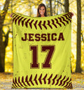 Ohaprints-Fleece-Sherpa-Blanket-Softball-Gift-For-Daughter-Girl-Custom-Personalized-Name-Number-Soft-Throw-Blanket-1827-Sherpa Blanket