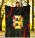 Ohaprints-Fleece-Sherpa-Blanket-Softball-Gift-For-Daughter-Girl-Custom-Personalized-Name-Number-Soft-Throw-Blanket-1173-Fleece Blanket