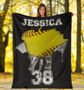 Ohaprints-Fleece-Sherpa-Blanket-Softball-Gift-For-Daughter-Girl-Custom-Personalized-Name-Number-Soft-Throw-Blanket-1172-Sherpa Blanket