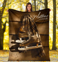 Ohaprints-Fleece-Sherpa-Blanket-Vintage-Brown-Hockey-Shoes-Teen-Blanket-Wood-Pattern-Custom-Personalized-Name-Soft-Throw-Blanket-1673-Fleece Blanket
