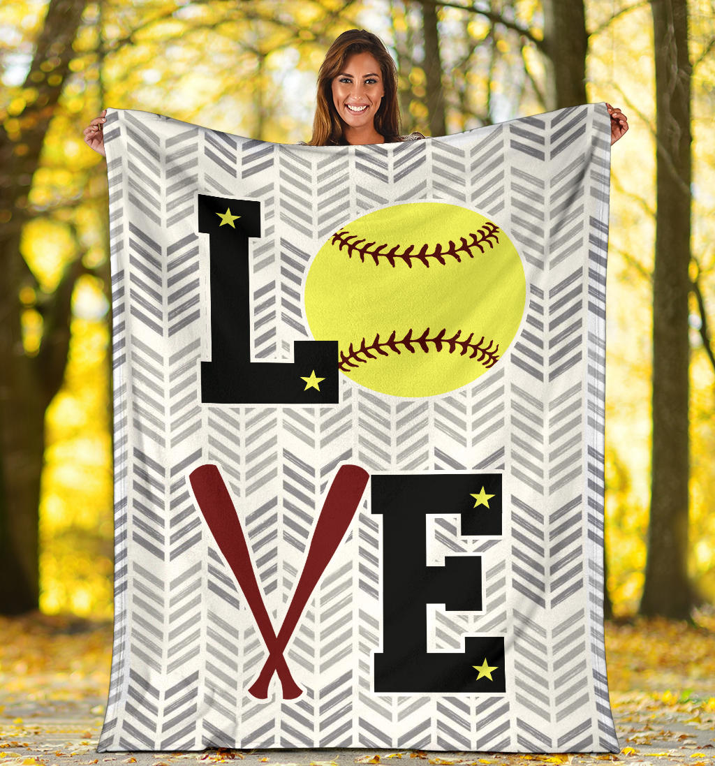 Ohaprints-Fleece-Sherpa-Blanket-Softball-Gift-For-Daughter-Girl-Soft-Throw-Blanket-1802-Sherpa Blanket