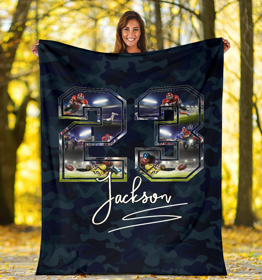 Ohaprints-Fleece-Sherpa-Blanket-American-Football-Gift-For-Son-Boy-Men-Custom-Personalized-Name-Number-Soft-Throw-Blanket-1378-Sherpa Blanket