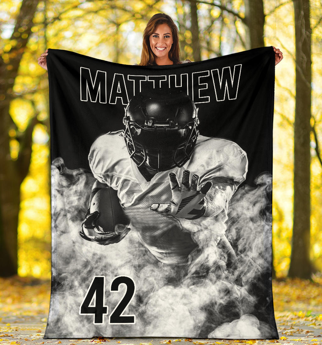 Ohaprints-Fleece-Sherpa-Blanket-American-Football-Gift-For-Son-Boy-Men-Custom-Personalized-Name-Number-Soft-Throw-Blanket-1332-Sherpa Blanket