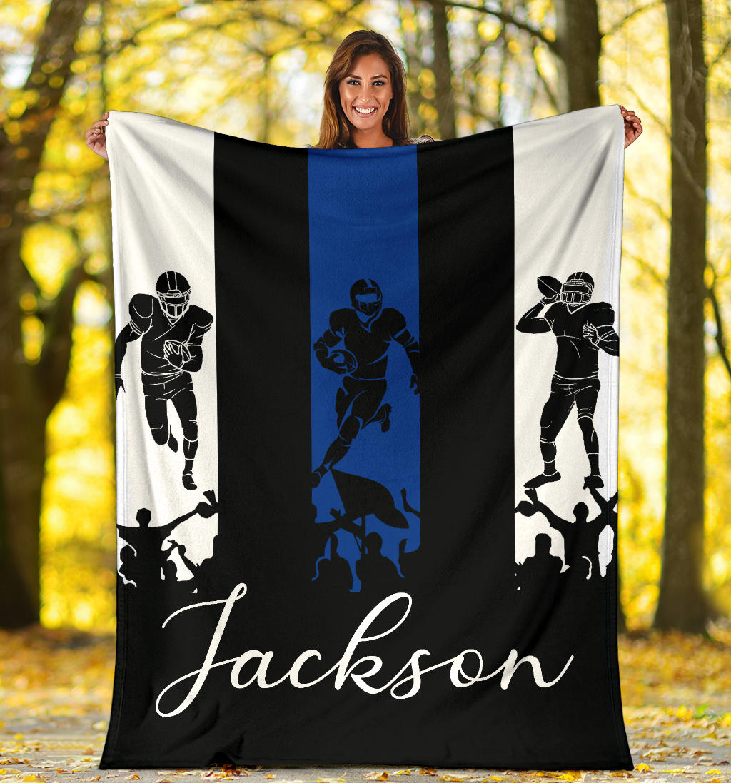 Ohaprints-Fleece-Sherpa-Blanket-American-Football-Gift-For-Son-Boy-Men-Custom-Personalized-Name-Soft-Throw-Blanket-1287-Sherpa Blanket