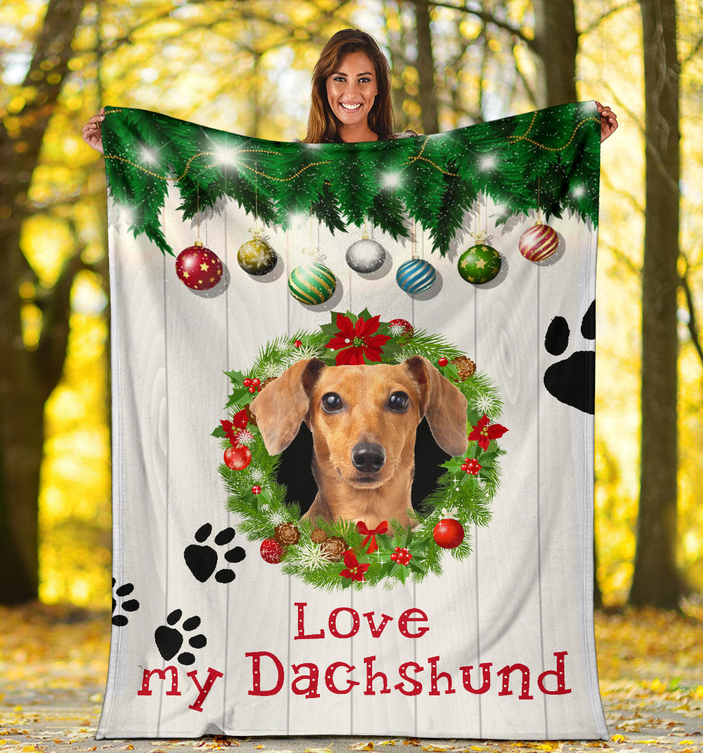 Ohaprints-Fleece-Sherpa-Blanket-Dachshund-Christmas-Wreath-Love-Gift-For-Dog-Lover-Soft-Throw-Blanket-1785-Sherpa Blanket