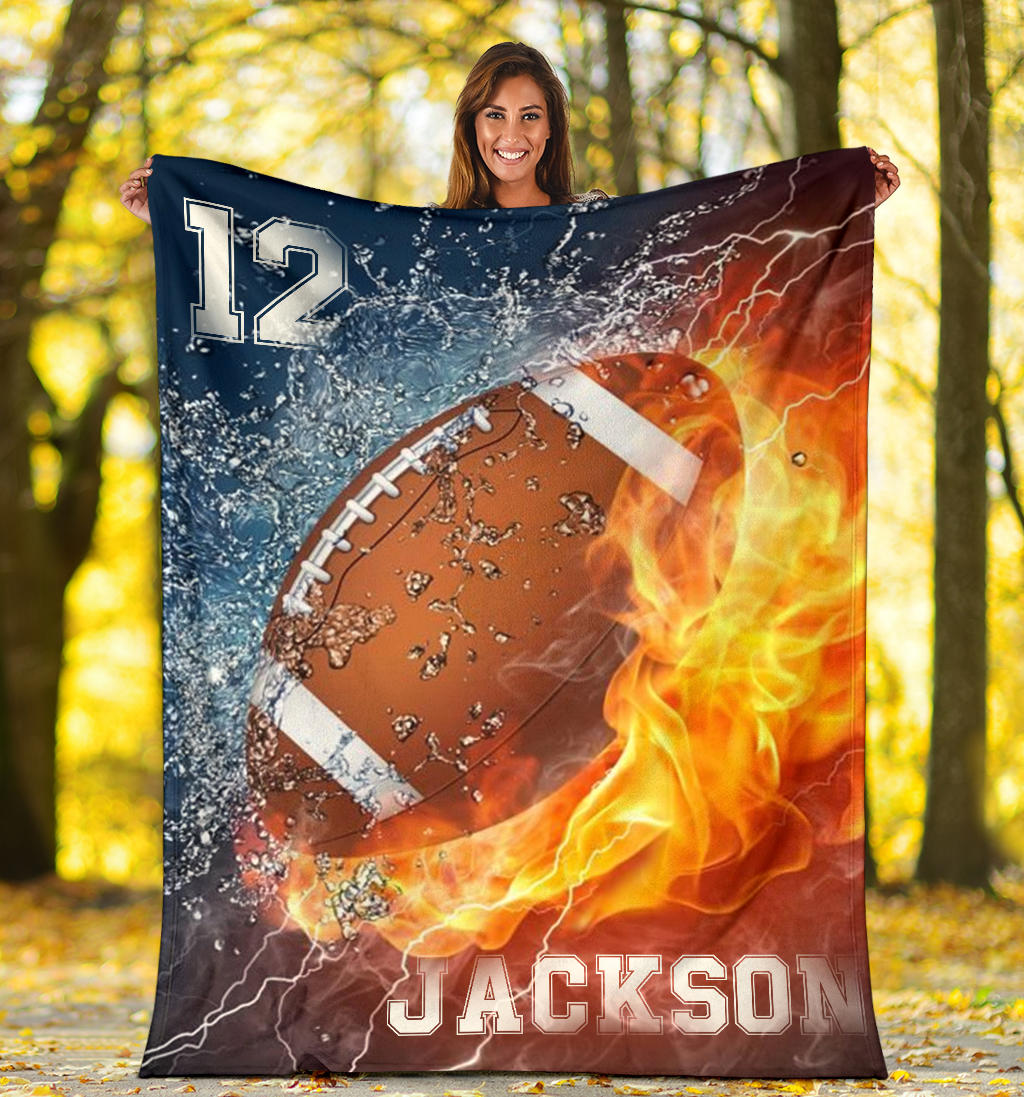 Ohaprints-Fleece-Sherpa-Blanket-American-Football-Gift-For-Son-Boy-Men-Custom-Personalized-Name-Number-Soft-Throw-Blanket-1527-Sherpa Blanket