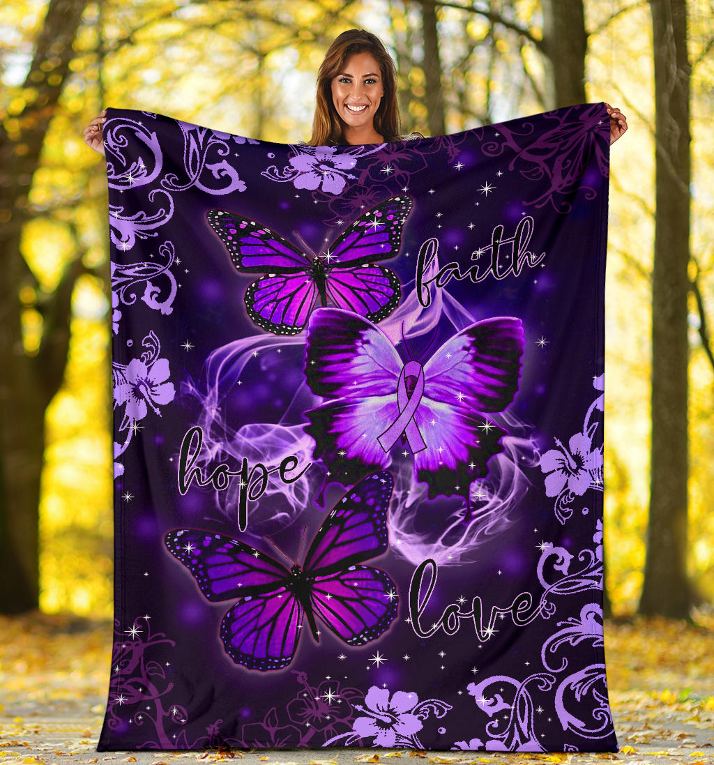 Ohaprints-Fleece-Sherpa-Blanket-Raise-Fibromyalgia-Purple-Ribbon-Butterfly-Faith-Hope-Love-Purple-Soft-Throw-Blanket-1568-Sherpa Blanket
