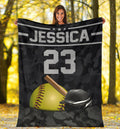 Ohaprints-Fleece-Sherpa-Blanket-Softball-Gift-For-Daughter-Girl-Custom-Personalized-Name-Number-Soft-Throw-Blanket-1190-Sherpa Blanket