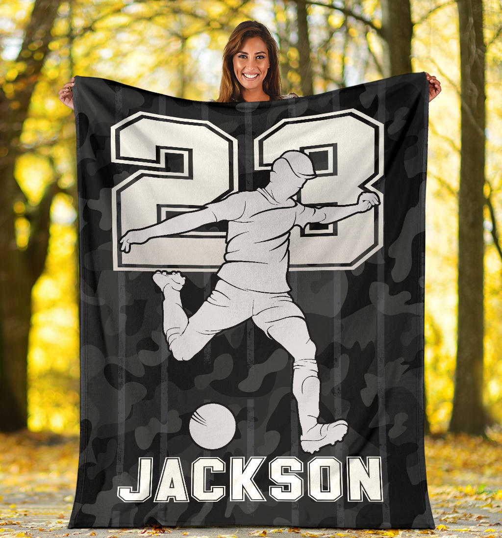 Ohaprints-Fleece-Sherpa-Blanket-Soccer-Dark-Camo-Player-Gift-For-Fan-Lovers-Custom-Personalized-Name-Number-Soft-Throw-Blanket-1373-Sherpa Blanket