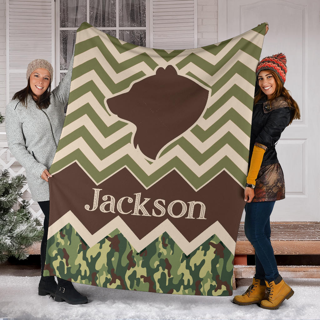 Ohaprints-Fleece-Sherpa-Blanket-Camping-Bear-Camping-Lover-Gift-Camper-Camo-Pattern-Custom-Personalized-Name-Soft-Throw-Blanket-1803-Sherpa Blanket