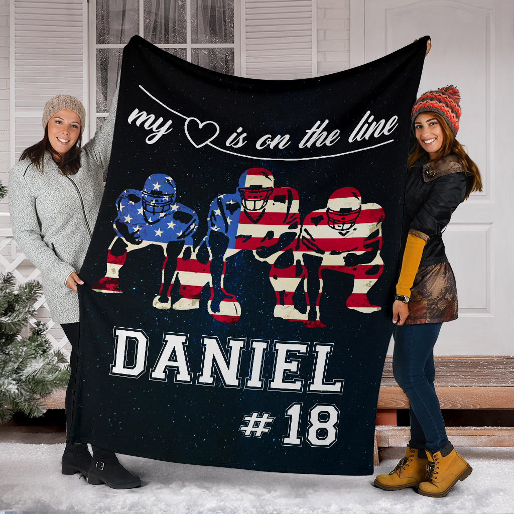 Ohaprints-Fleece-Sherpa-Blanket-American-Football-Gift-For-Son-Boy-Men-Custom-Personalized-Name-Number-Soft-Throw-Blanket-1532-Fleece Blanket